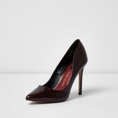Dark red patent court shoes